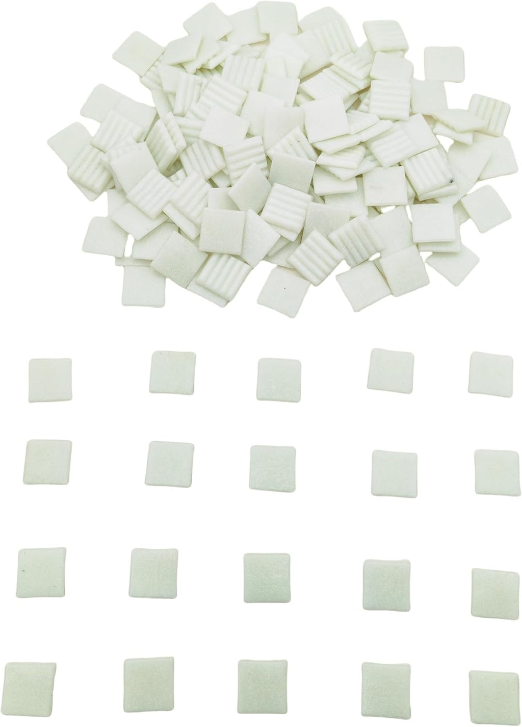 3/4 inch Quartz Glass Mosaic Tiles for Crafts, 1.1 LB, Square Mosaic Pieces for DIY Picture, Home Mosaic Decoration (White)