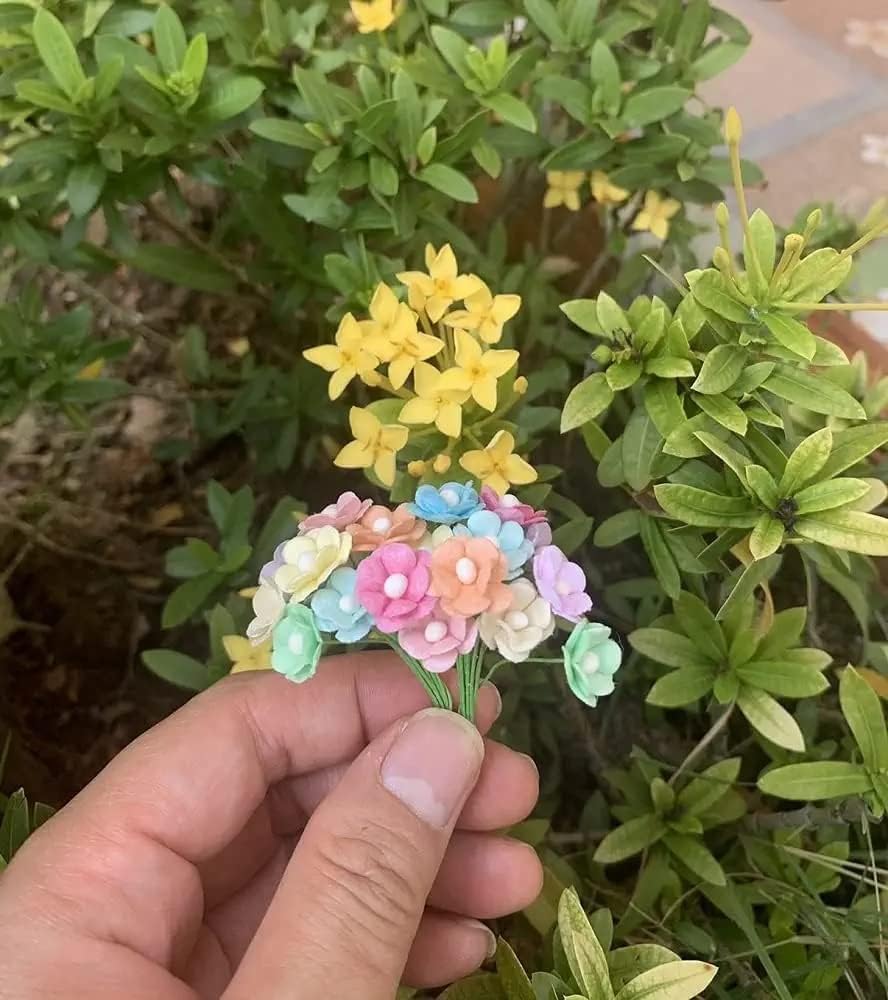 100 pcs Mini Flowers Mulberry Paper Flowers 13-15 mm Scrapbook Craft Card DIY Craft Using for Crafts, Bouquets, Scrapbooks, Decorations, Greeting Cards Artificial Flowers (Mixed Pastel Colors)