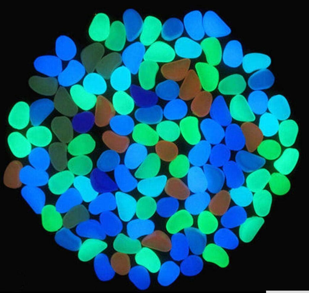 Oubest Glow in The Dark Pebbles/Glow Stones/Glowing Rocks Blue Decor for Garden/Fish Tank/Aquarium/Walkway/Driveway/Plant Pots/Bonsai (100, Multi-Colored)