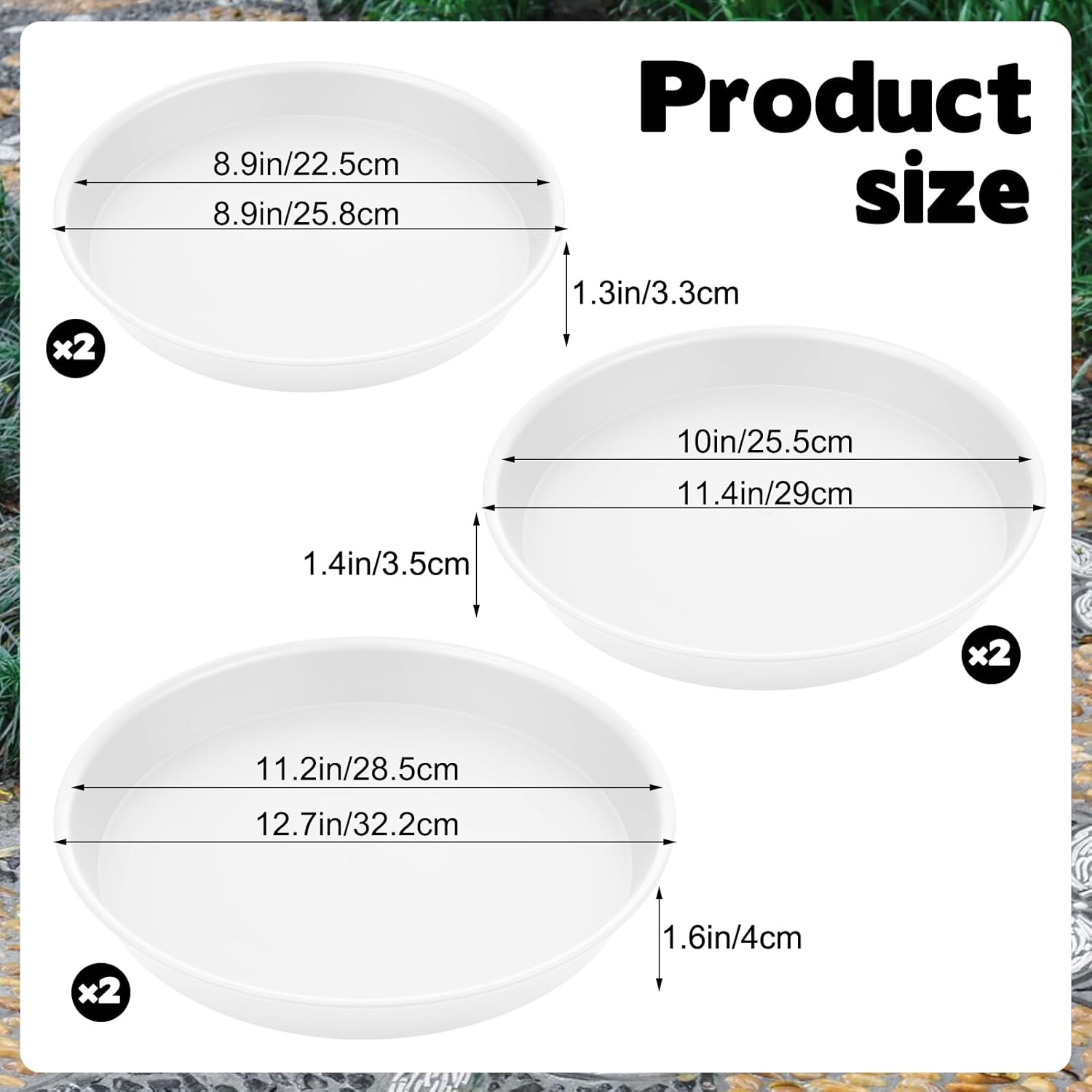 3 Size Round Stepping Stone Molds, 6 Pcs 8.8''/10''/ 11.2'' Reusable Concrete Mold for Garden Stepping Stones Large Tray for Concrete and Stained Glass for Garden Walk Way