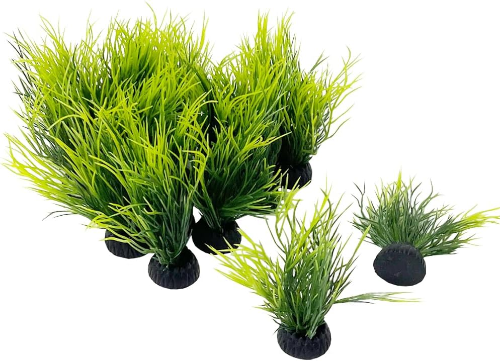 Smoothedo-Pets Aquarium Plants Fish Tank Decorations Small Size/2inch Ornament Plastic Artificial Plant Goldfish Waterscape Fish Hides Mini Grass Set (20pcs/Green)