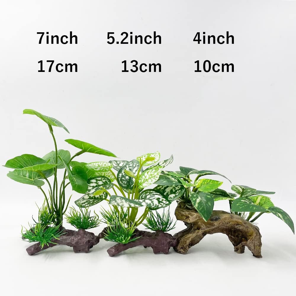Smoothedo-Pets Fish Tank Decoration Aquarium Decoration 3 Pieces Ornament Betta Silk Leaf Cushion Hammock Artificial Driftwood Cave Goldfish Bowl Accessories (Mixed Leaf Set-G)