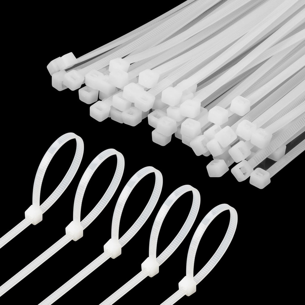 8 Inch White Zip Tie 1000 PCS, 40 Lbs - Small to Medium Zip Tie, Nylon PA66 UV Resistant Cable Tie Heavy Duty for Indoor and Outdoor Use - Ideal for bundling and securing objects