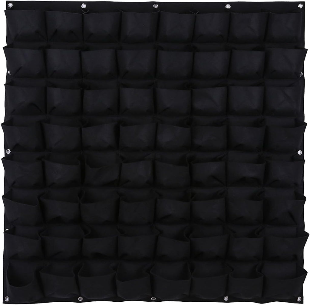 Ogrmar 64 Pockets Vertical Wall Garden Planter Plant Grow Bag for Flower Vegetable for Indoor/Outdoor (64 Pockets, Black)
