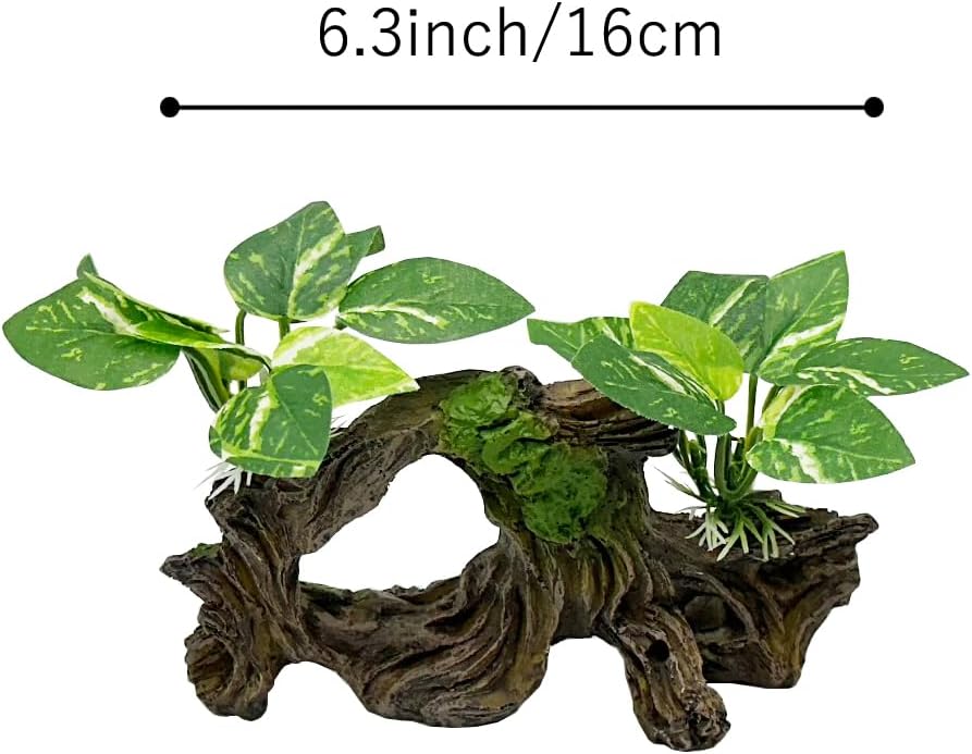 Smoothedo-Pets Fish Tank Decorations Aquarium Decor Ornaments Betta Silk Leaf pad Hammock Artifical Driftwood Cave Goldfish Bowl Accessories (Type-H)