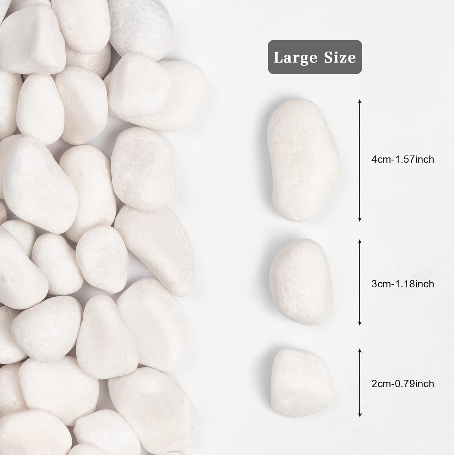 5lbs White Natural River Rocks, Polished Pebbles for Plants Garden, 1-2 inch Decorative White Stones, Ideal for Fish Tank, Vases, Crafting, Home Decor and Garden Landscaping Rocks,White