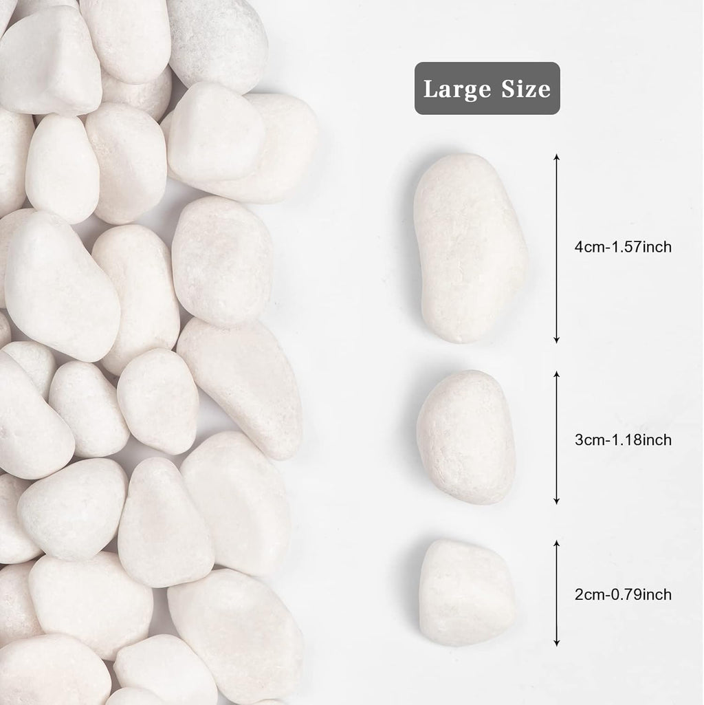 11lbs White Natural River Rocks, Polished Pebbles for Plants Garden, 1-2 inch Decorative White Stones, Ideal for Fish Tank, Vases, Crafting, Home Decor and Garden Landscaping Rocks,White