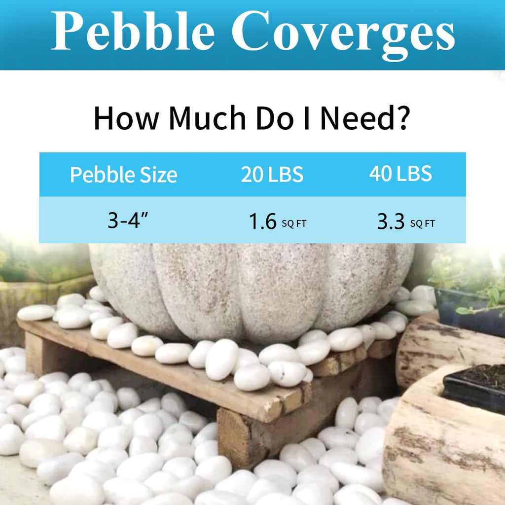 40lbs Large River Rocks for Landscaping, 3-4" White Pebbles for Garden Design, Hand-Picked Smooth Stones for Fish Tank, Flower Pots, Indoor Water Fountains, Pathways, Backyard