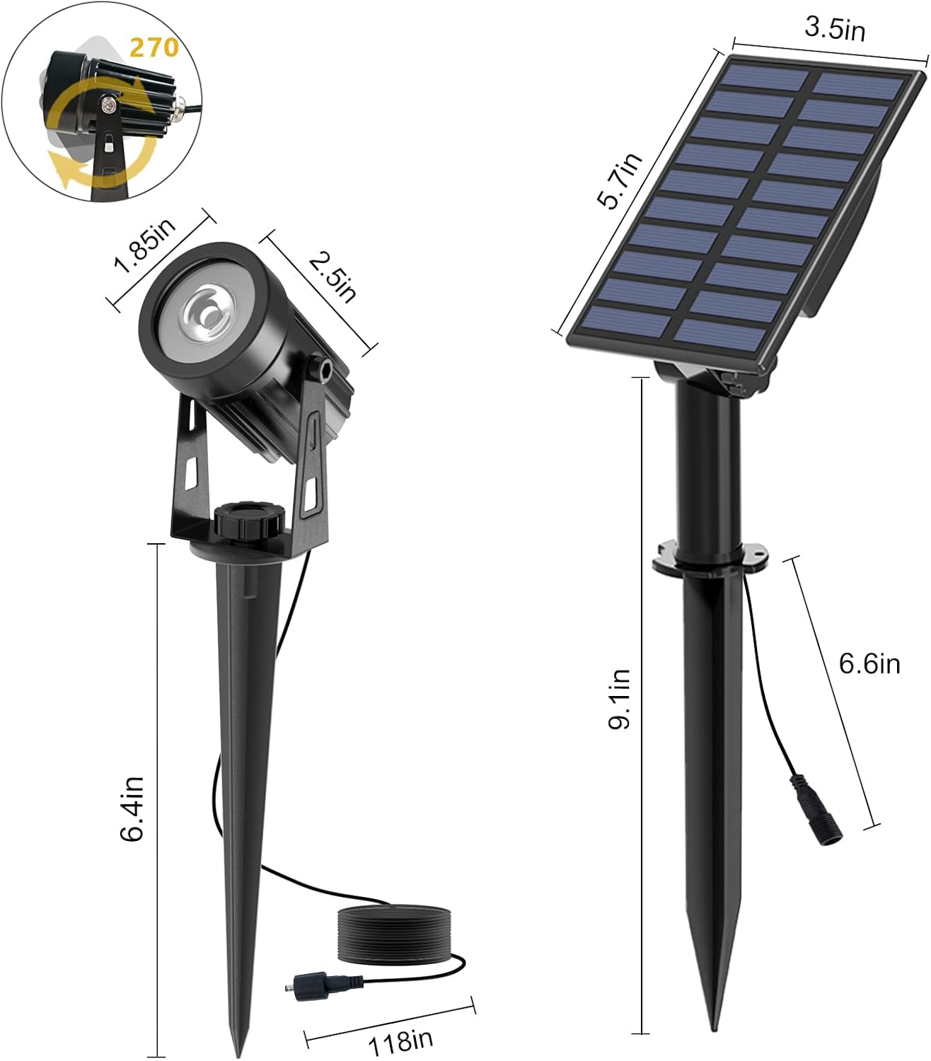 T-SUN RGB Solar Spotlights Waterproof Outdoor, Lights Auto ON/Off Color Changing Wall for Garden, Driveway, Pathway, Pool Area(RGB), 1-IN-1