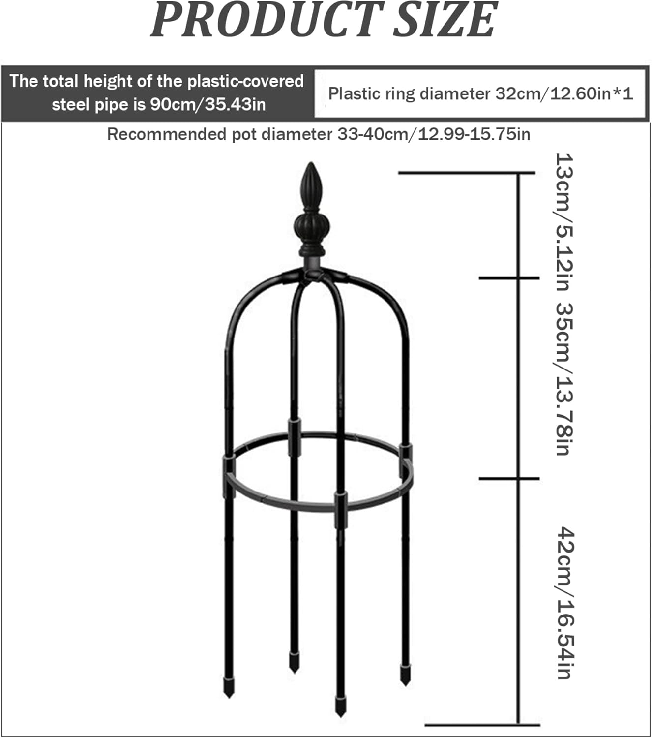 Garden Obelisk Trellis 3ft Tall Round Rustproof Garden Trellis DIY Plant Climbing Easy to Assemble Plant for Pots Indoor Climbing Plants Obelisk