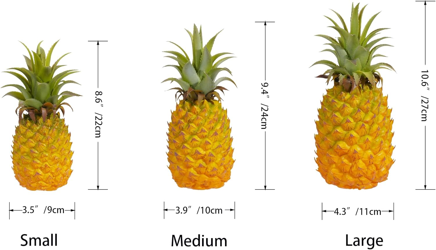 QIRMIZI 2 Pack Artificial Pineapple -Simulated Fruit Decoration, Lifelike Fake Fruit Model, Perfect for Home Decor, Kitchen, Party & Photography Prop – Realistic & Eco-Friendly,Yellow Small