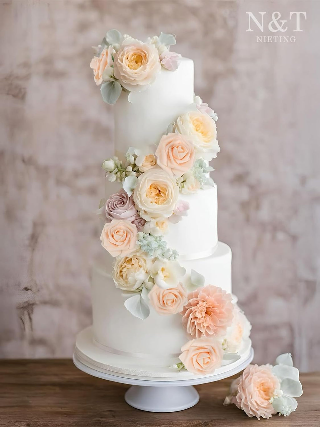 N&T NIETING Artificial Flowers, 25Pcs Fake Flowers Roses Perfect for DIY Wedding Bouquets Centerpieces Bridal Shower Party Home Flower Arrangement Decorations, Blush