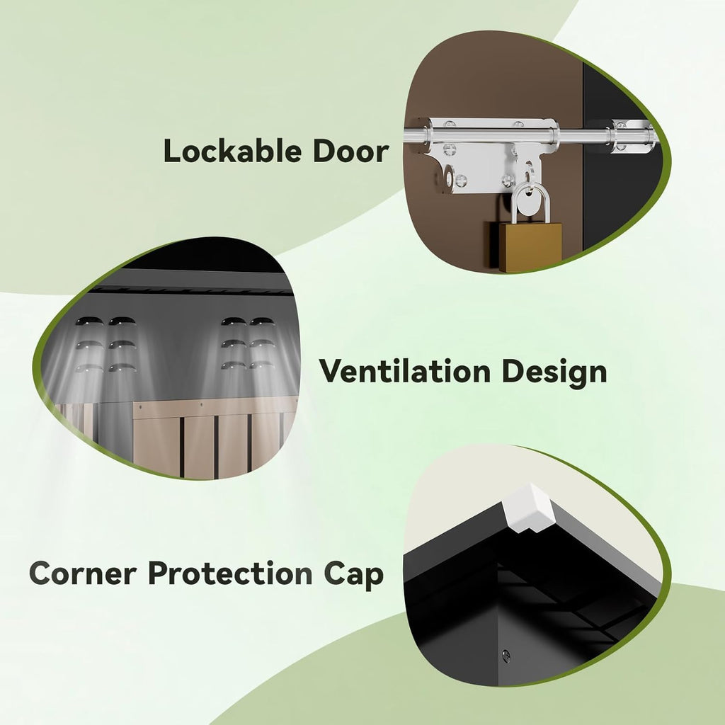 COMHOMA Shed Outdoor Storage Shed Metal,Lockable Doors Tool Sheds with Sloping Roof,Steel Garden Shed with Air Vent for Backyard,Patio,Lawn,Poolside (Brown, 5'*3')