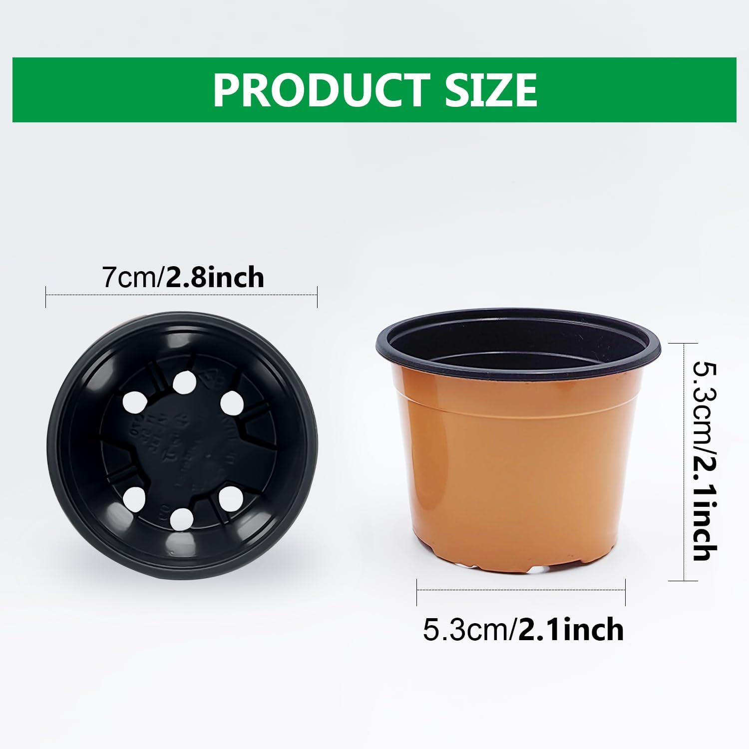 100 Pack 2.8" Nursery Pots, Plastic Pots for Plants, Small Plant Pots for Succulents, Seedlings, Flowers, Cuttings, Transplanting（Ochre Color）