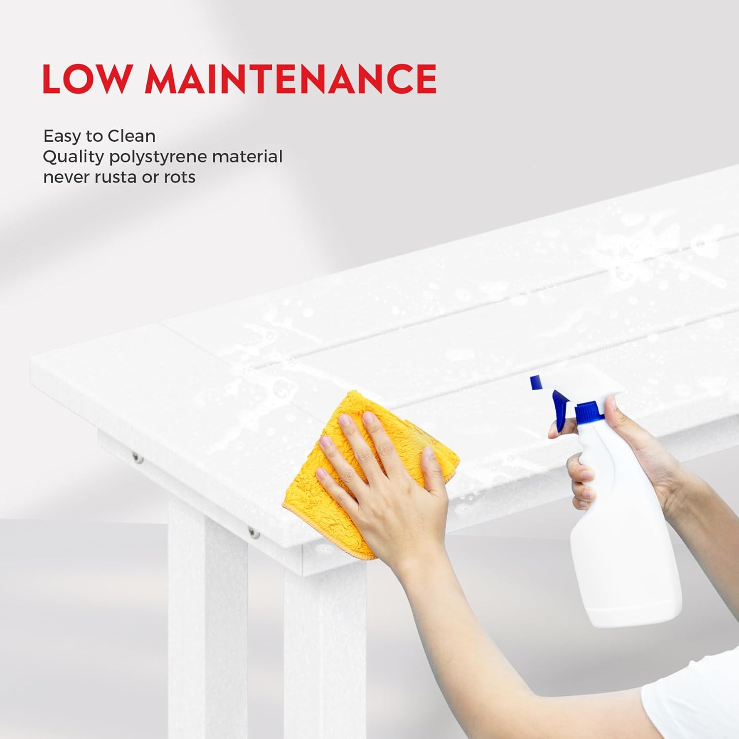 Outdoor Benches Weatherproof, Park Long Bench Poly Lumber Backless for Entryway Front Porch Garden Bench Seat for Patio, White