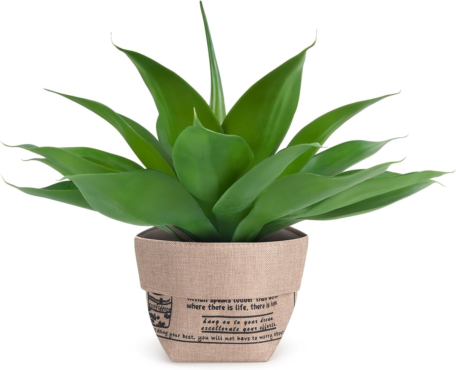 Velener Fake Agave with Burlap Bag, Artificial Plant Outdoor Agave - Fake Plants for Indoor and Outdoor Decor(16 Inch)