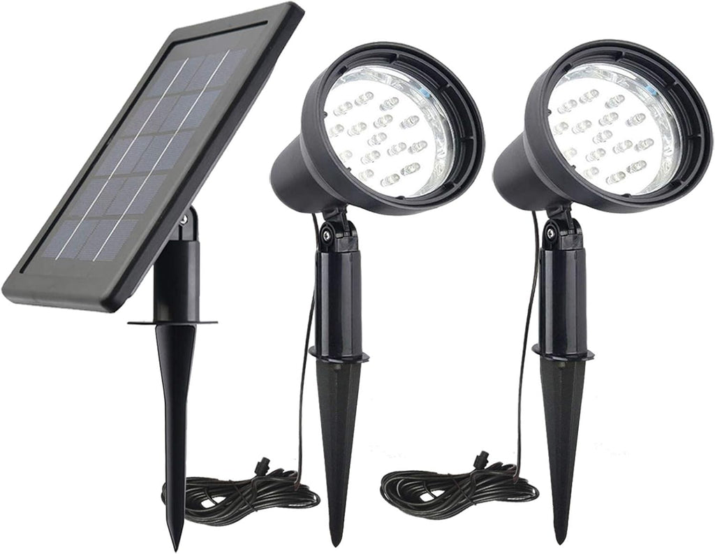 SUNLONG Solar Powered Spot Lights Outdoor Waterproof 2 in 1 Bright Solar SpotLights Power Adjustable for Flag Yard Flagpole Landscape Dusk to Dawn 2 x Spots White