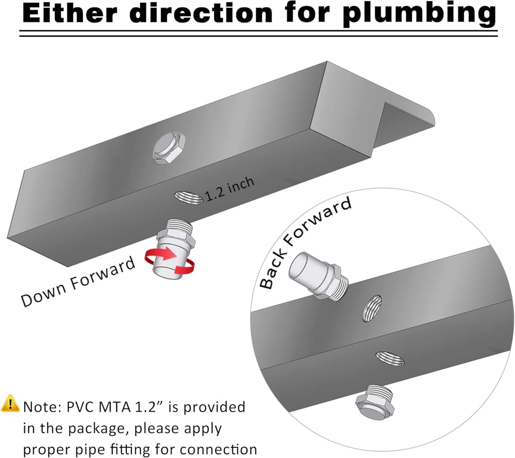 36" Water Pool Fountain 304 Stainless Steel Lighted Pool Waterfall Spillway with Wider Water Flow Platform, Multi-Color LED Strip Light with Remote Control for Indoor, Garden, Outdoor Decoration