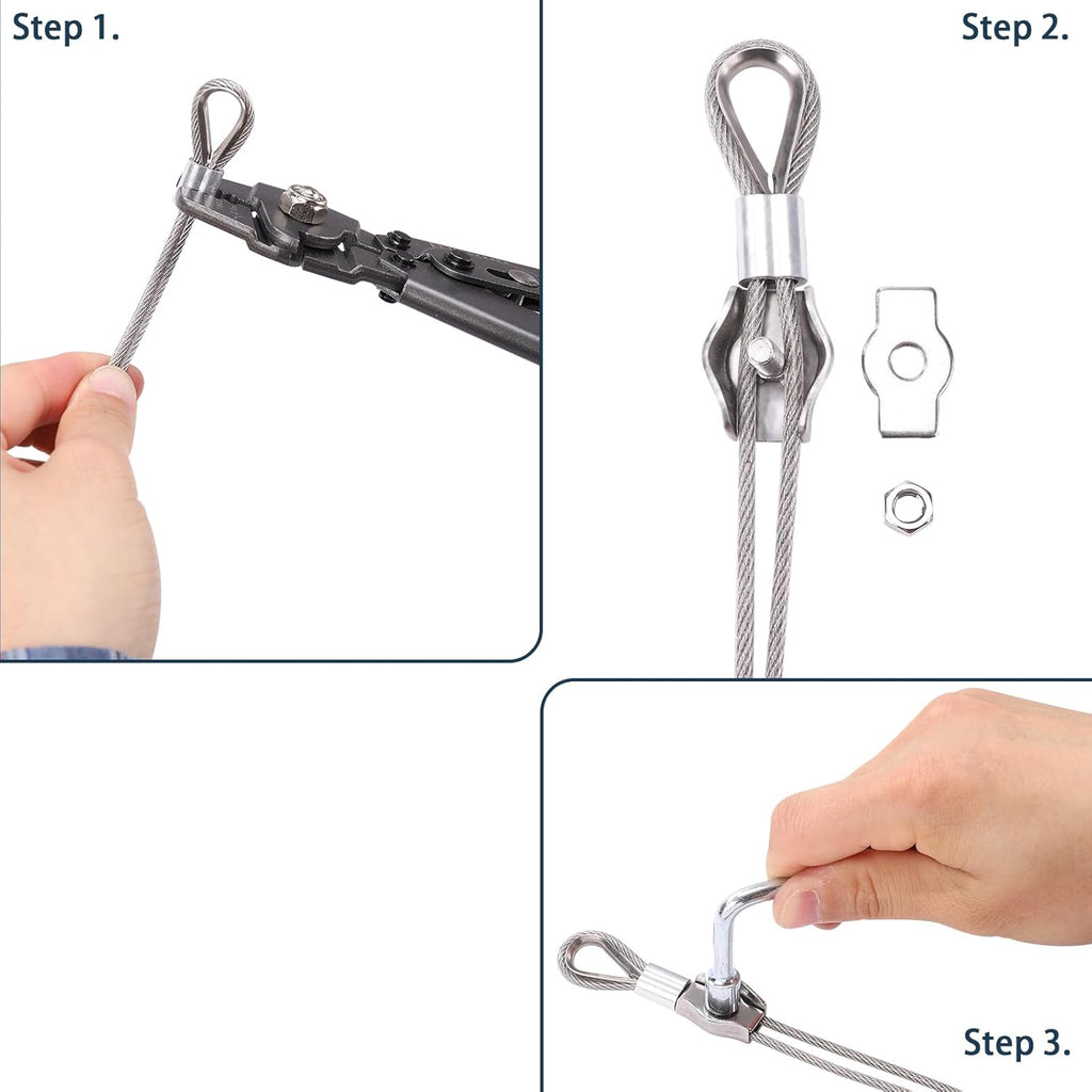 Shade Sail Hardware Kit 6 inch with 65.5FT 1/8" Wire Rope Kit for Triangle Rectangle Sun Shade Sail Outdoor Installation turnbuckles for Cables Wire for Outdoor,Garden,Kitchen,Craft,123PCS