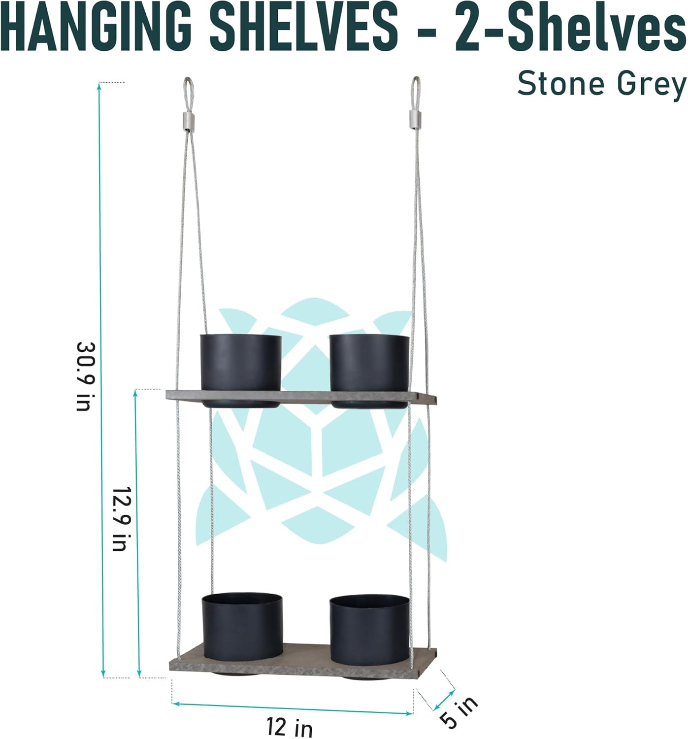 Urban Garden Decor with Pots Included, Hanging Planters for Indoor Outdoor Plants, Hanging Flowerpots, Wall Hanging Plant Holder Window Plant Shelves (Stone Gray, Combo)