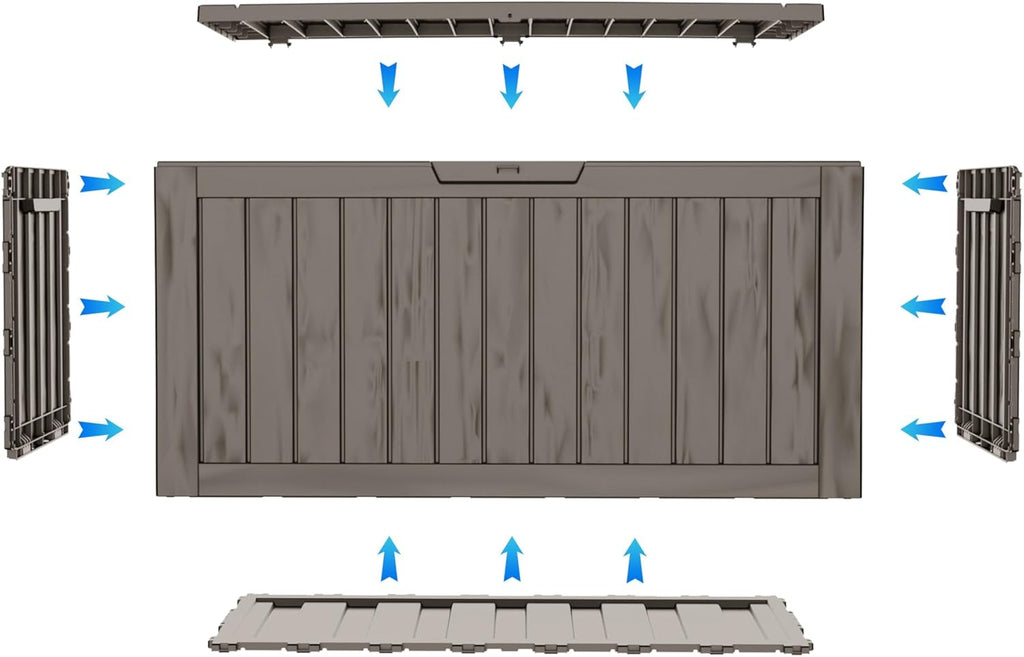 75 Gallon Waterproof Large Resin Deck Box Indoor/Outdoor Lockable Storage Container and Seating for Garden, Pool, and Patio (75 Gallon, Grey)