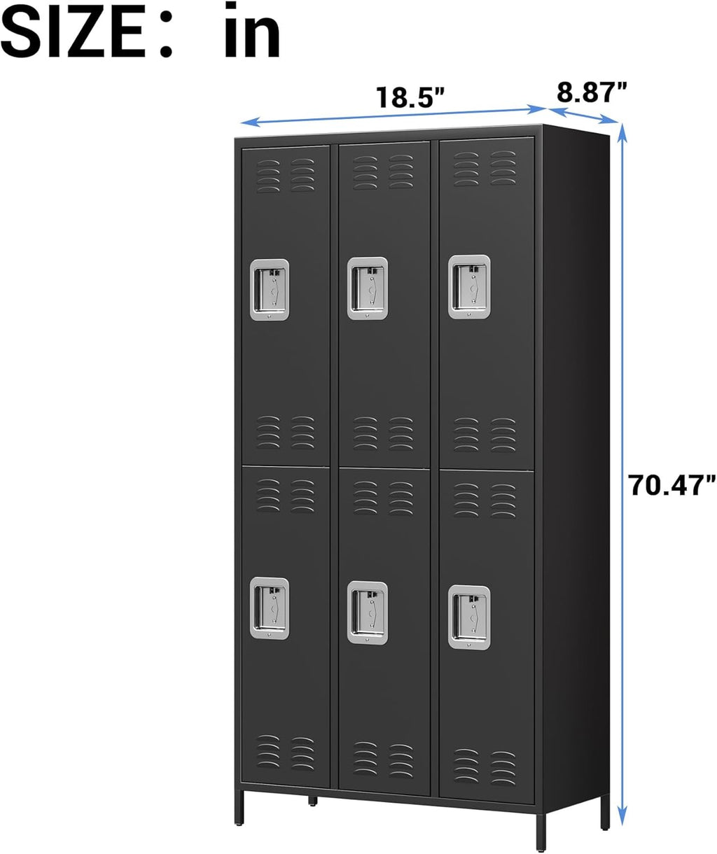 GAOMON Metal Lockers, 6-Door Metal Storage Cabinets Locker, Secure Storage Solution, Perfect for Offices, Gyms, Schools & Homes, Organizes Personal and Work Belongings Easily