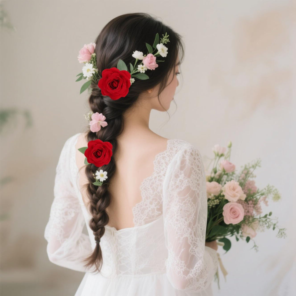 25PCS Artificial Red Rose Flower Heads Velvet Rose Flowers Real Look Rose Flower Heads for DIY Wedding Home Party Baby Shower Decor(Red)