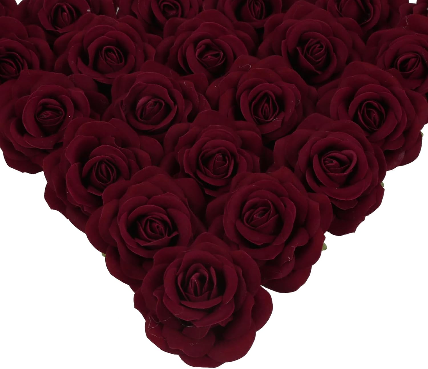 25PCS Faux Rose Flower Head Burgundy Velvet Rose Flowers Fake Flower Heads for DIY Wedding Home Party Baby Shower Decor(Burgundy)