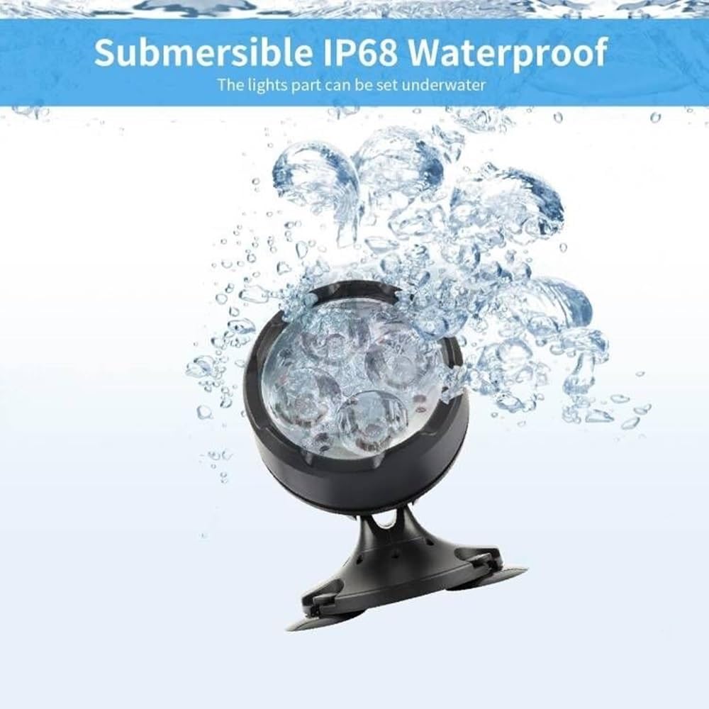 Pond Lights Submersible Outdoor Spotlights with Timer, Color Changing Fountain Light Waterproof Dimmable with Spiked Stand for Pond Fountain Waterfall Pool Landscape(Set of 2)