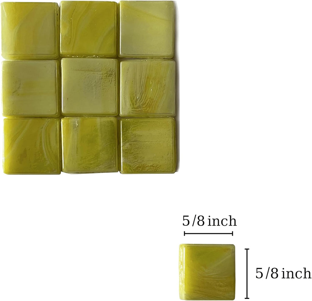 SMEIINIK 1.1lb/500g Square Mosaic Tiles for Crafts Bulk,Glass Tiles for Art Mosaic Projects, Iridescent Stained Glass Pieces for Mosaic Works (CWJ902-11)
