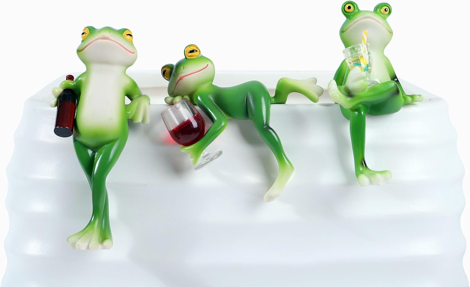 3 PCS Tipsy Frog Statues Pot Hugger Decorations for Plant, Miniature Frog Garden Decor Outdoor Women Gifts Frog Figurines Plant Hangers Decor for Flower,Yard,Lawn Ornament