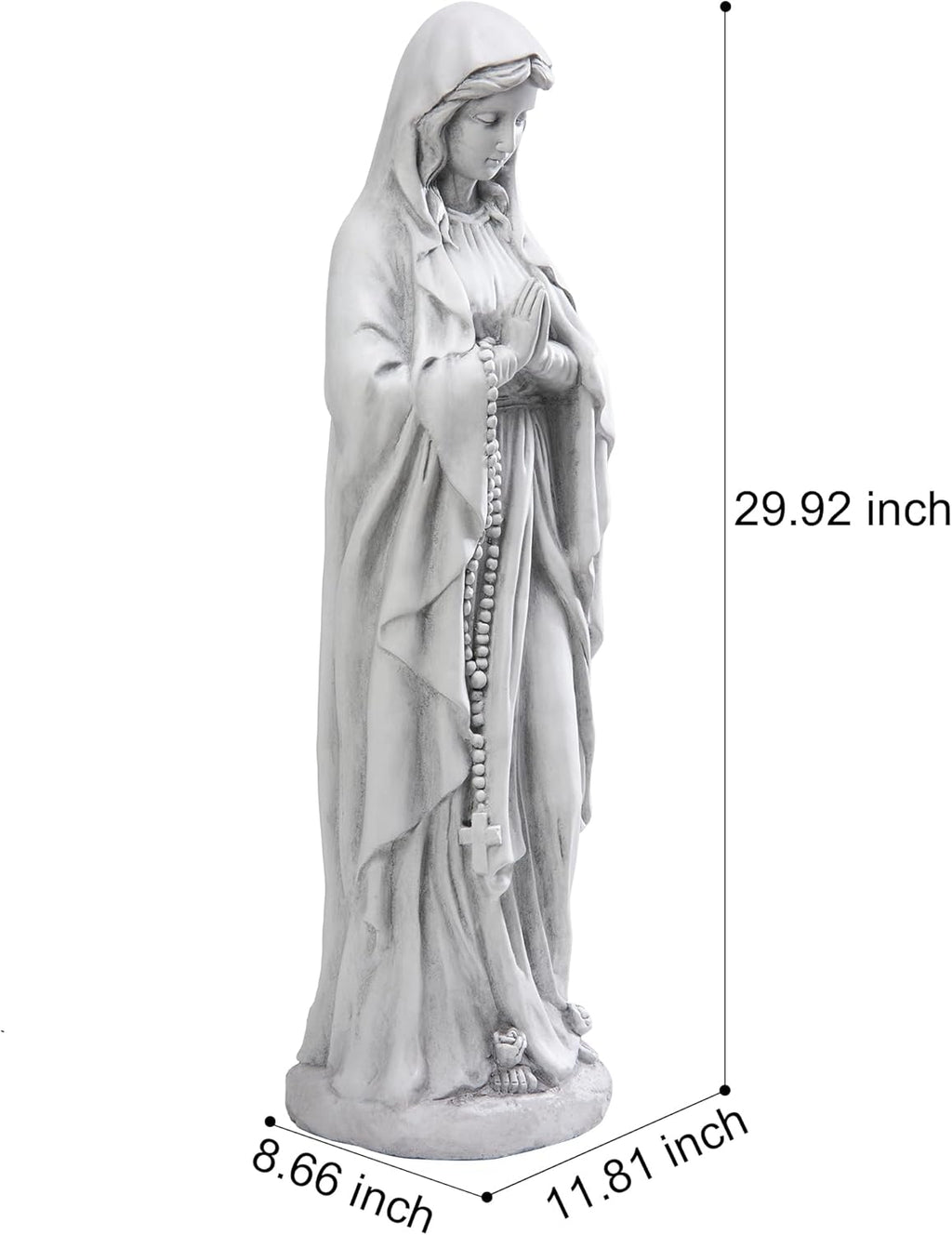 TOETOL Virgin Mary Praying Statue 29.9 Inch Tall Outdoor Garden Religious Decorations Statue Clearance for Home Yard Patio Lawn Hallway Decor Sculpture Magnesium Oxide Stone