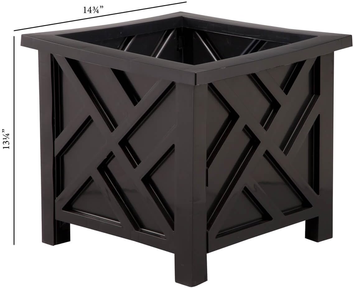 Miles Kimball Chippendale Planter Box, Black – Plant Holder for Garden, Patio and Lawn – 14 ¾” sq. x 13 ¼ H Overall