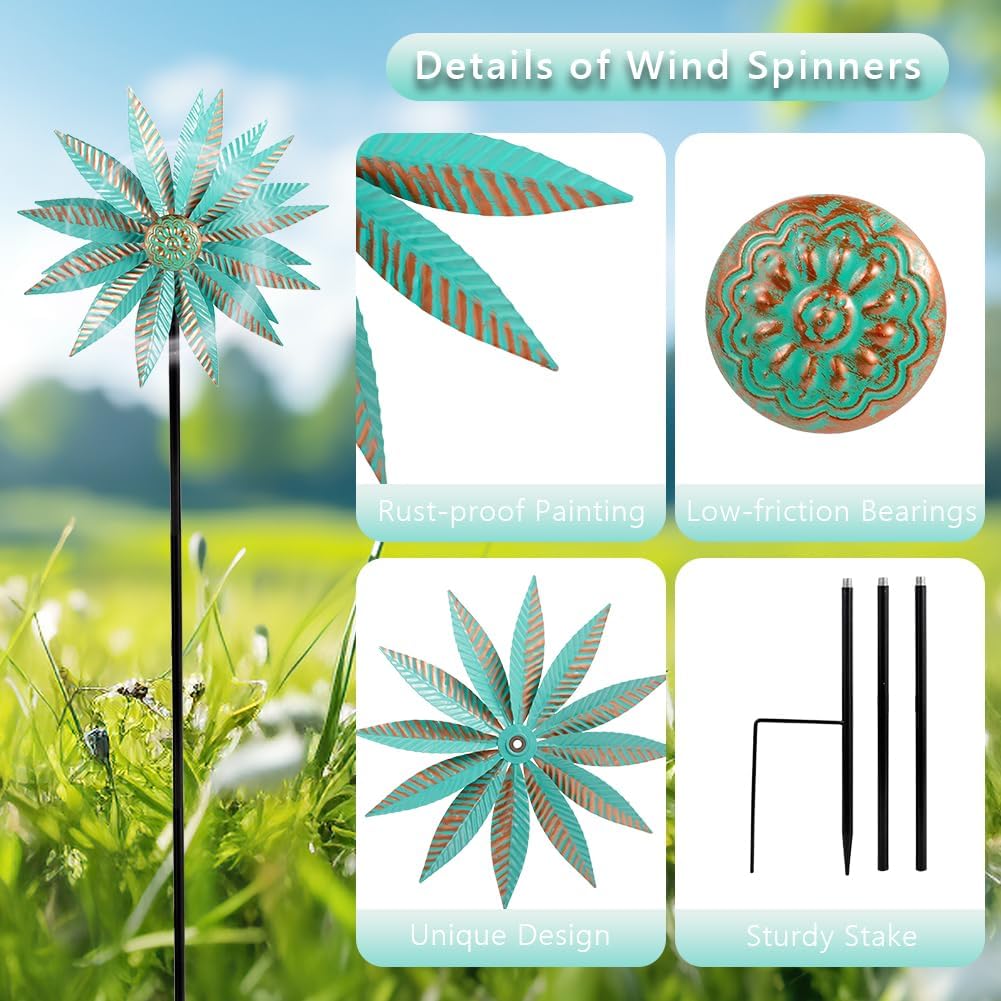 Wind Spinners Outdoor,Garden Windmill for Yard 57.9 Inches Metal Kinetic Wind Spinner for Outdoor Garden Patio Yard Decor