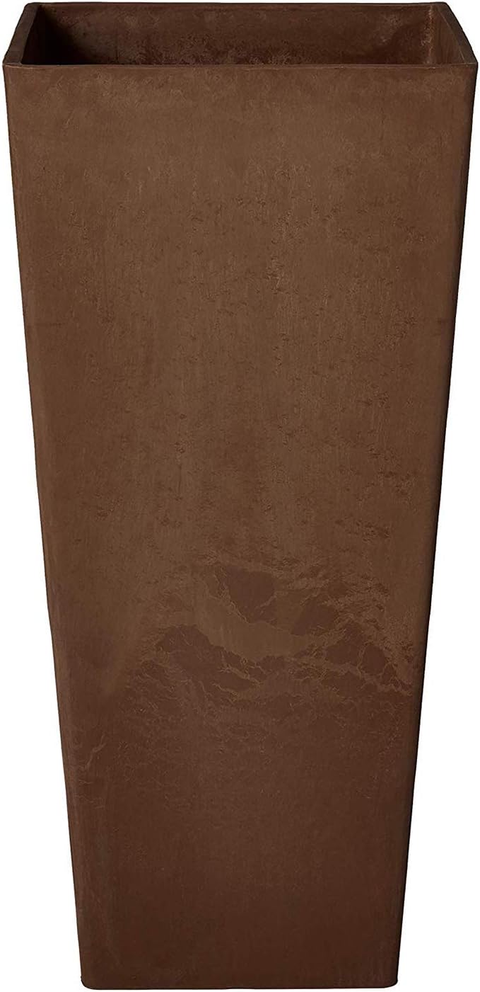 Arcadia Garden Products PSW UFH41C Contemporary Tall Square Planter, 16 by 16 by 32", Chocolate