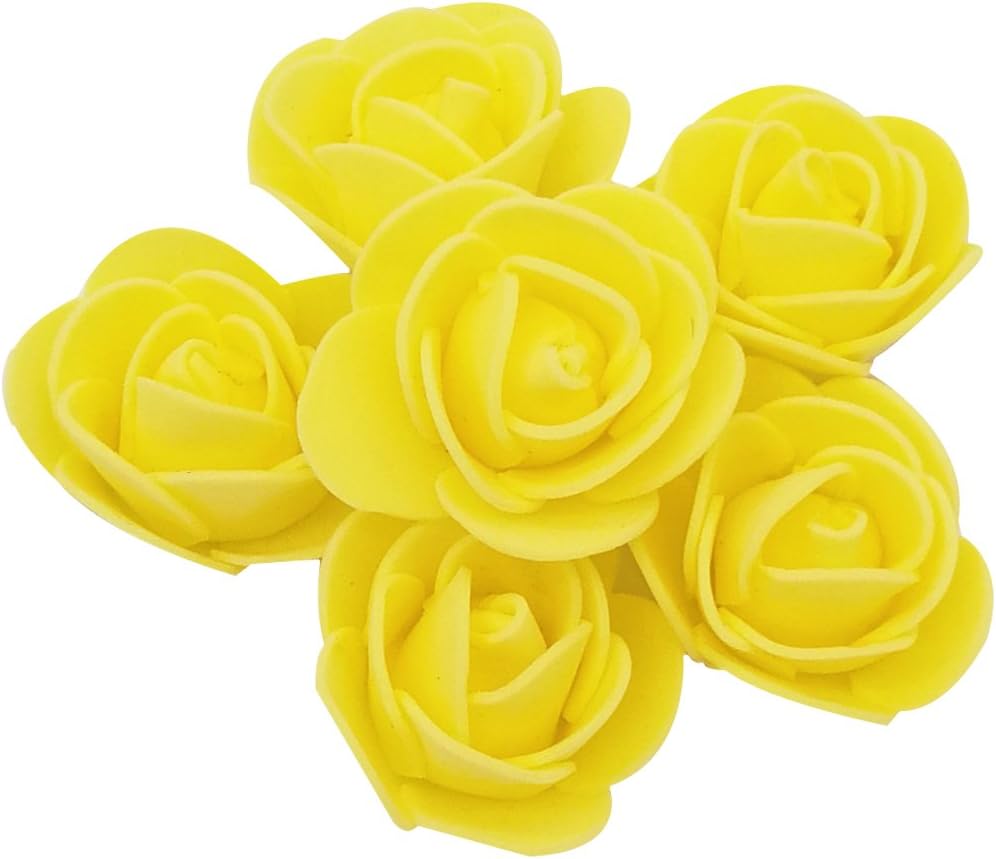 Artificial Flowers 100PCS 3CM Mini Fake Roses for DIY Wedding Bouquets Centerpieces Party Baby Shower Home Decorations (Yellow)