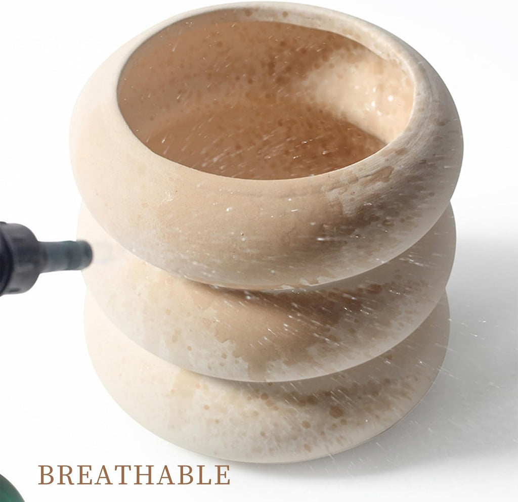 Ceramic Plant Pot Indoor, 6.3 Inch Beige Unglazed Flower Pot with Drainage Hole, Bubble Design Ceramic Planter for Home & Office Decor