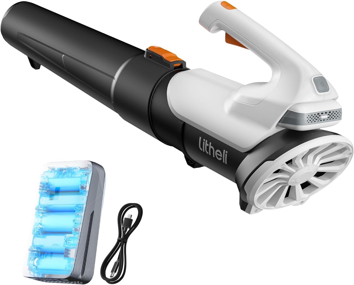 Litheli 20V Cordless Leaf Blower Battery Powered Leaf Blower, 2.0 Ah Battery Lightweight 2 Speed Mode Electric Blowers for Lawn Care, Patio, Snow, Dust, Blowing Leaves