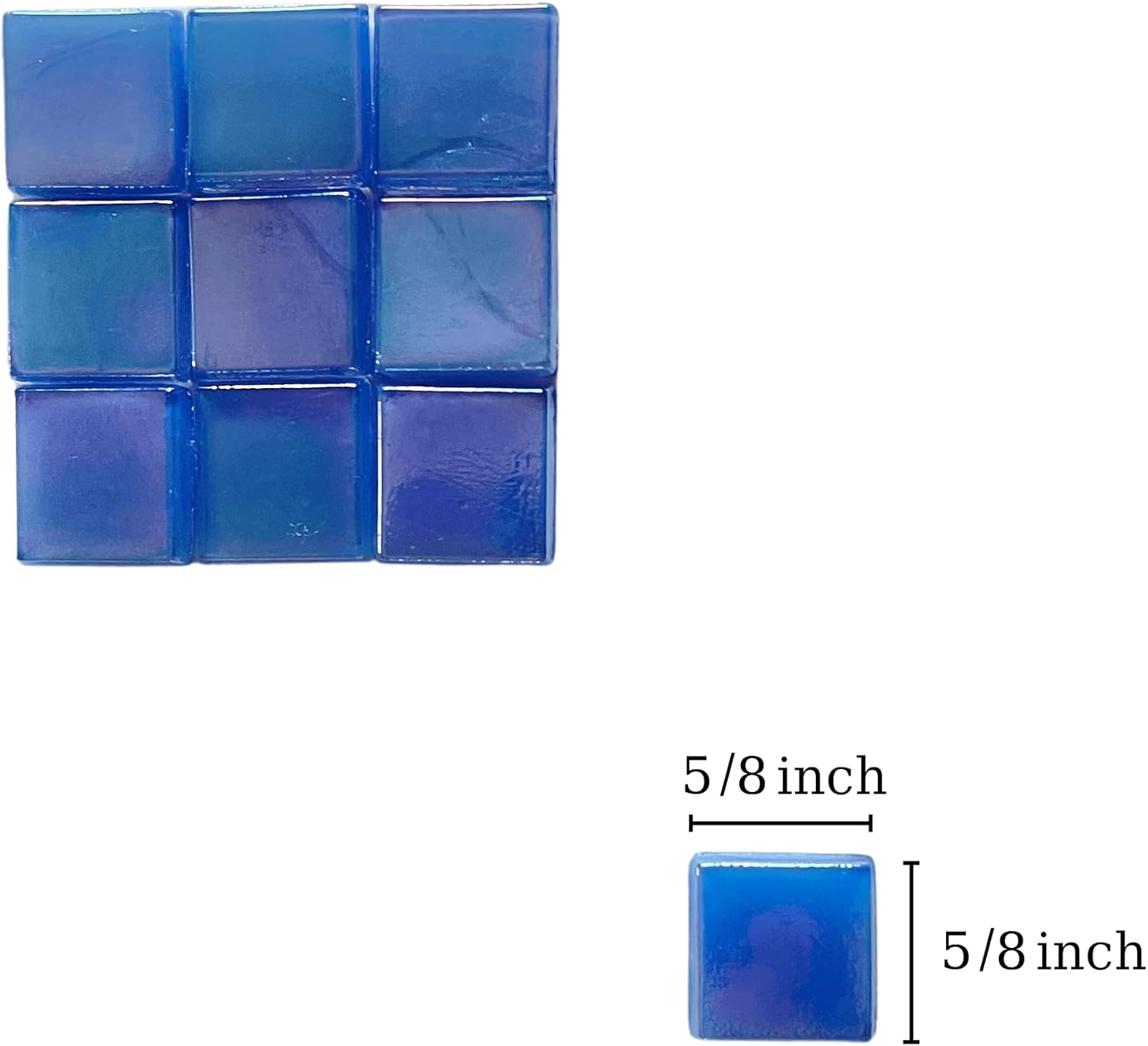 SMEIINIK 500g/1.1lb Bulk Iridescent Color Glass Mosaic Tiles for Crafts,Square Glass Mosaic Pieces for Mosaic Works,Mosaic Material (WJ17-18)