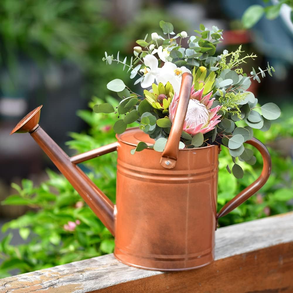 Metal Watering Can for Outdoor and Indoor Plants, Watering Can Decor, 1 Gallon (1 Gallon Copper)
