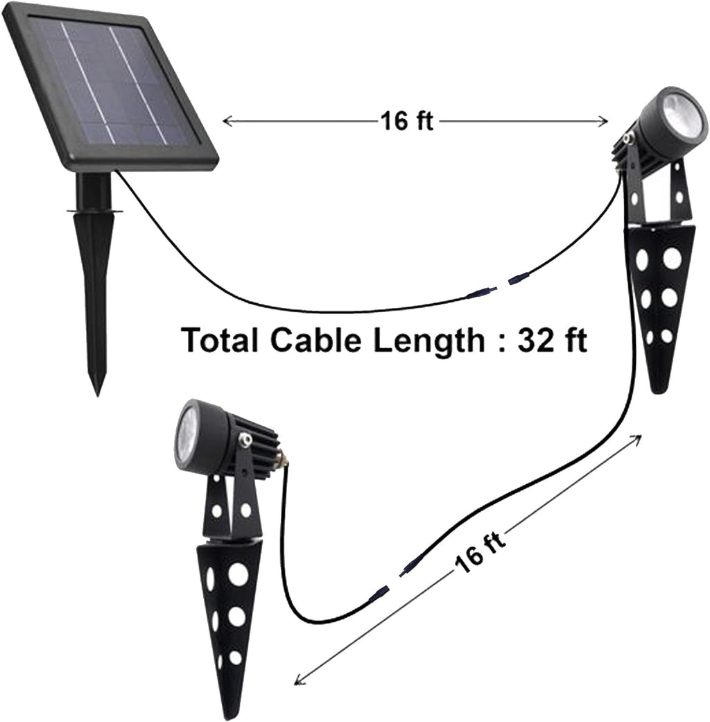 MINI 50X Twin Solar-Powered Cast Aluminium Warm White LED Spotlight 60-100 Lumen Per Light Fixture for Outdoor Garden Yard Landscape Downlight
