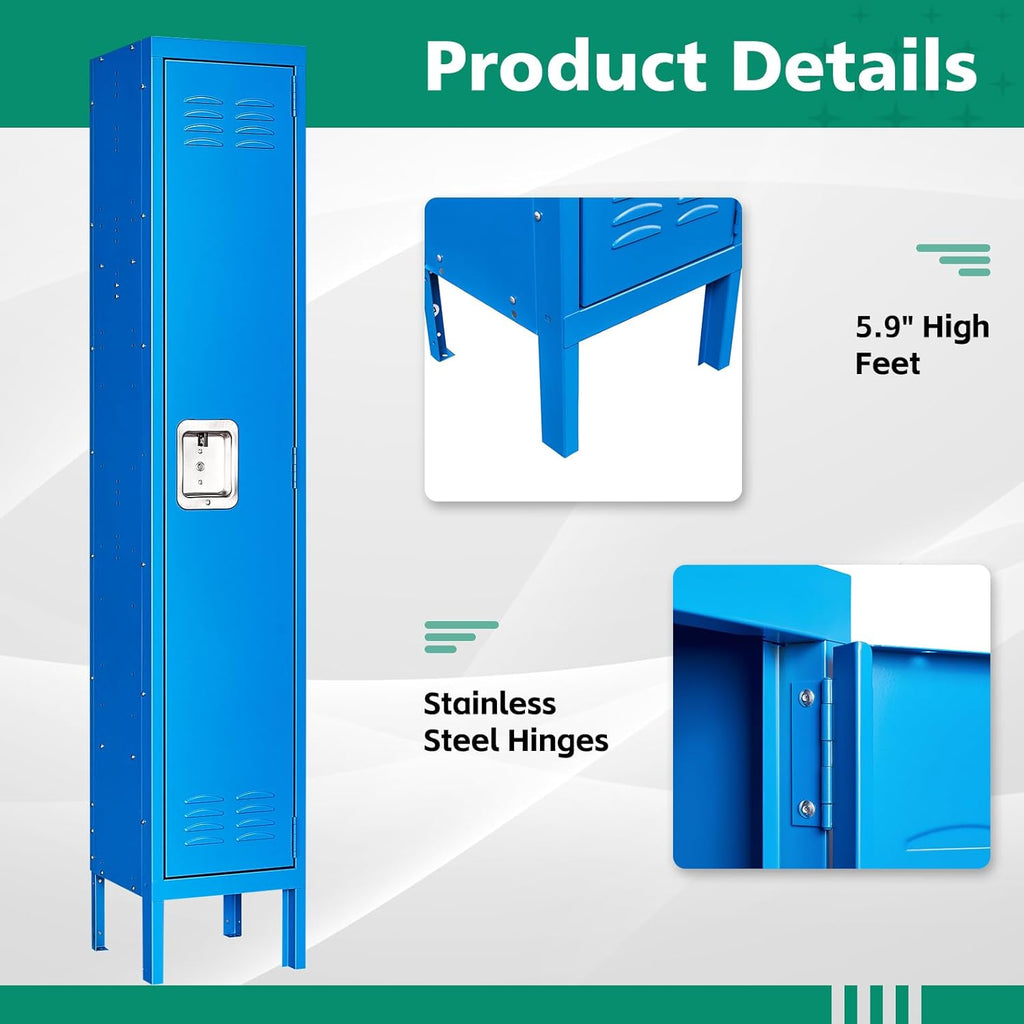 Letaya Lockers for Employees-Metal Storage Locker with Lock Door Steel Cabinet for School,Gym,Office,Staff (1 Door)