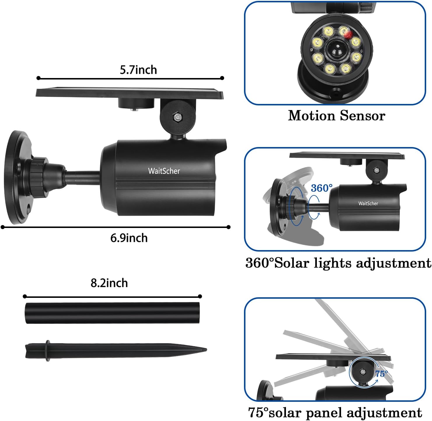 Solar Lights Outdoor Motion Sensor Flood Lights IP67 Waterproof 3600mAh Security Light for Front Door,Garage, Driveway, Yard, Deck(2pack)