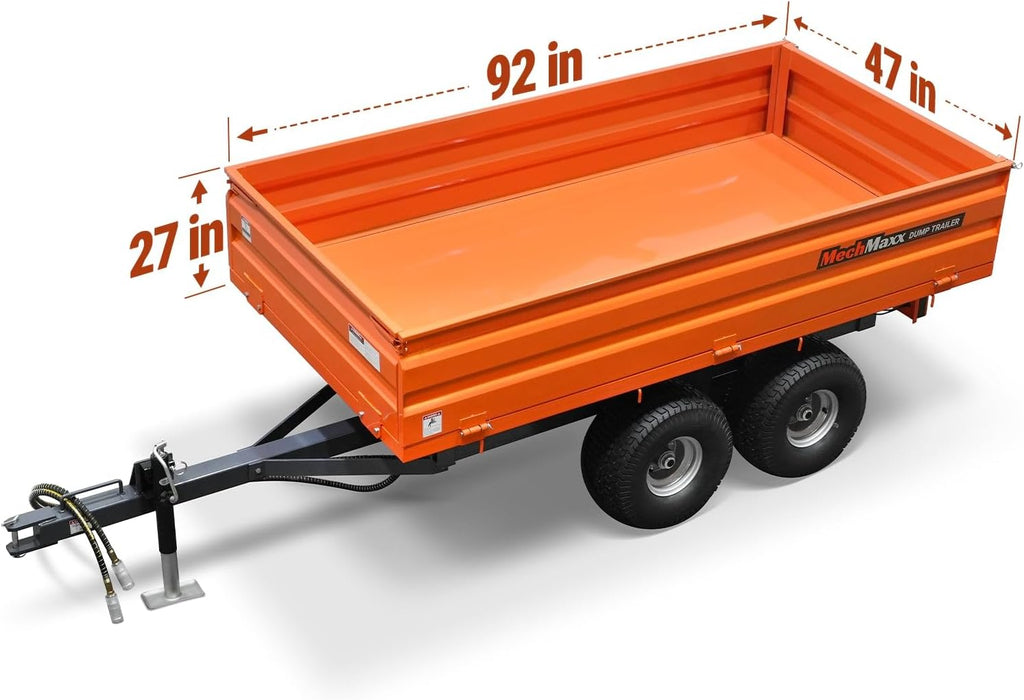 2-Ton Capacity Hydraulic Dumping Heavy-Duty Dump Dumper Cart Agricultural Farm Trailer Cart Mechanical Trailer with Tail Light