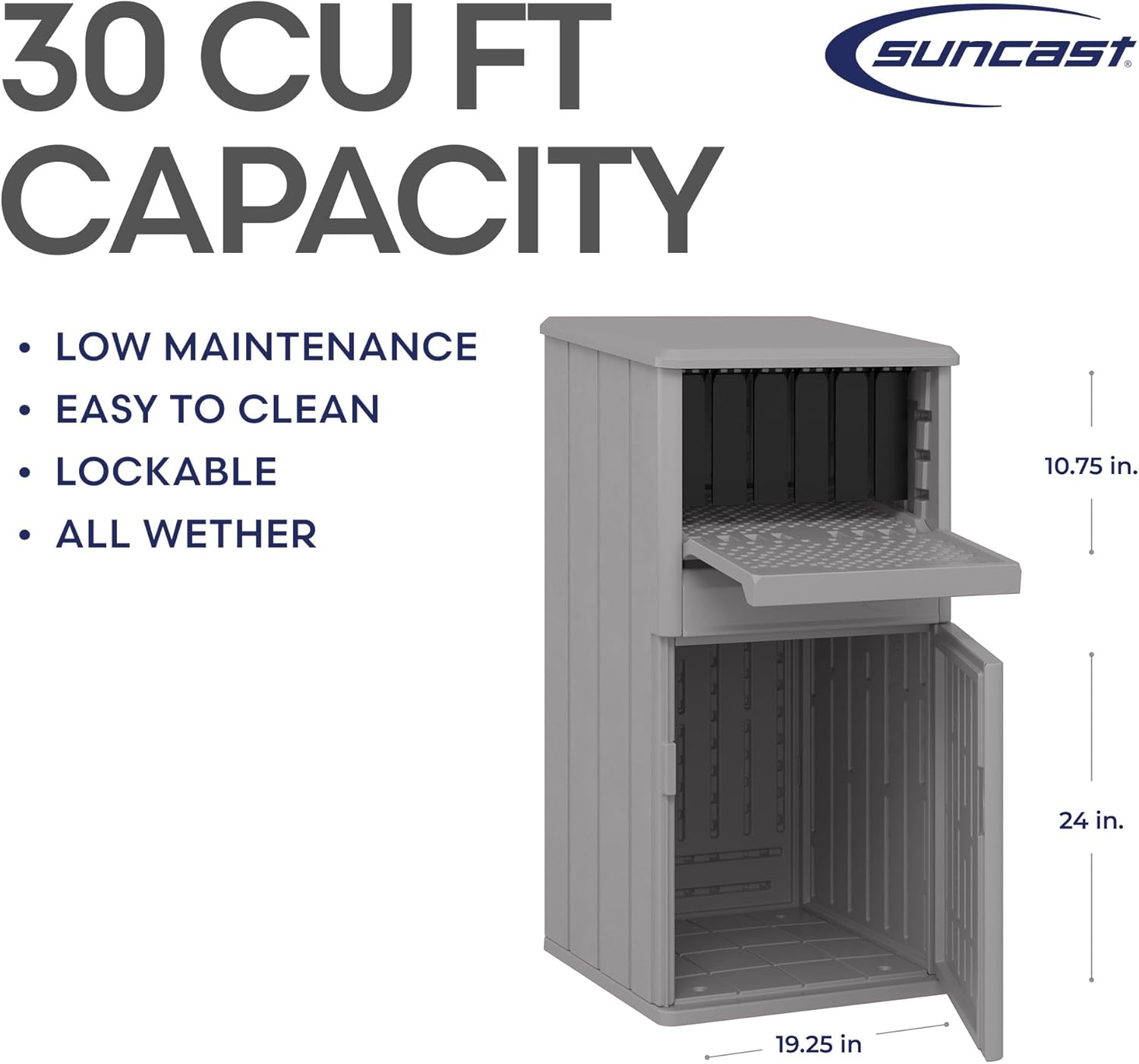 Suncast 33.5-Gallon Capacity Package Delivery Box, Parcel Drop Box with Lock, Weather Resistant Outdoor Storage Solution for Secure Package Deliveries, Made in USA