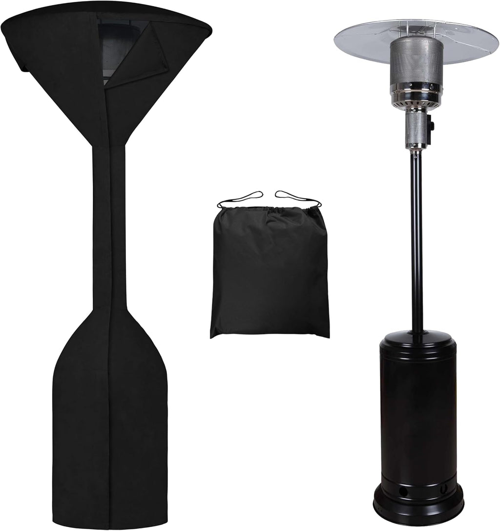 Easy-Going Stand-Up Patio Heater Cover with Zipper and Storage Bag, Waterproof Outdoor Heater Cover Dustproof, UV-Resisant, Wind-Resistant (95" H x 34" D x 19" B, Black)