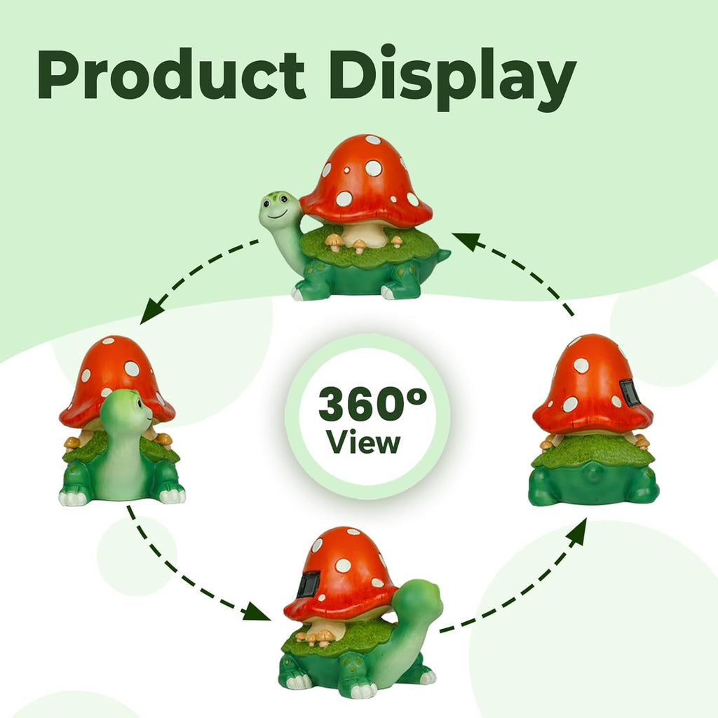 Turtle Gifts for Women, Solor Statue for Garden, Turtle and Mushroom Figurine with Lights, Outdoor Decorations for Yard Lawn Patio, Gifts for Mom Grandma Mother in Law Gardener Mother'Day