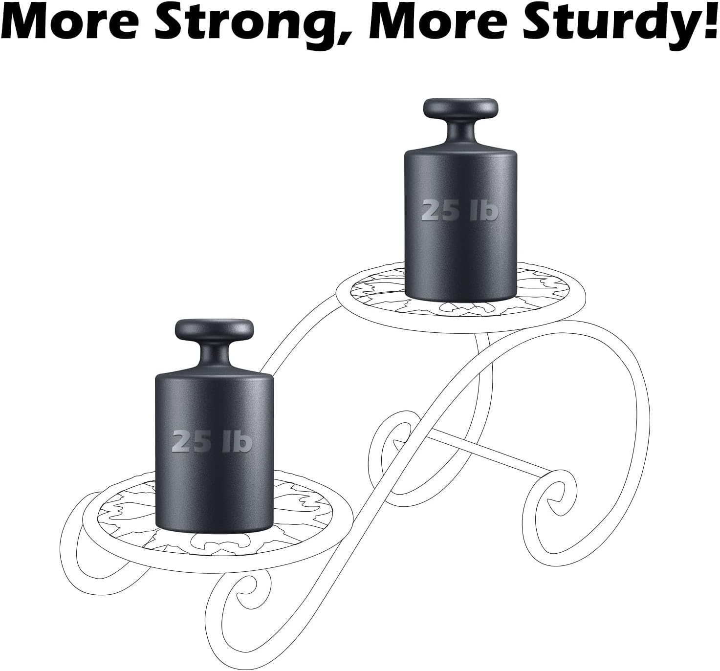 2 Tier Golden Plant Stand for Indoors, Beautiful Appearance And Cute Shape. Black 1 Pcs