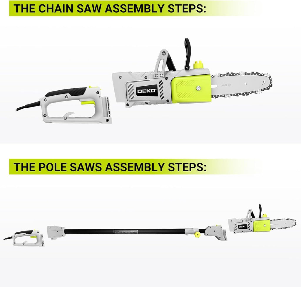 DEKOPRO 8 Amp 10" Electric Pole Saw for Tree Trimming,Corded Electric Chainsaw,Power Chain Saw for Tree Trimming Wood Cutting
