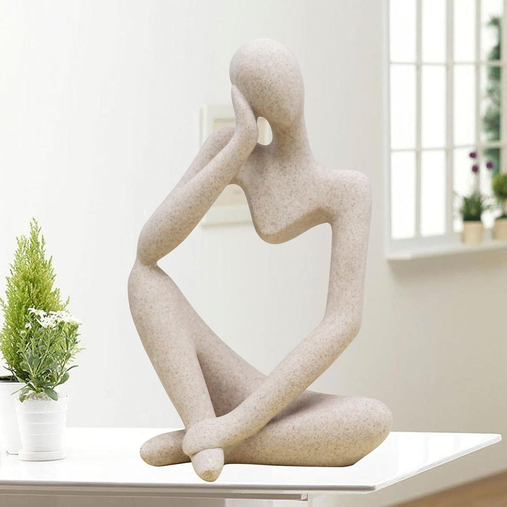 Thinker Statues and Sculptures, Sandstone Resin Thinker Statue Ornaments, Abstract Style Sculptures, Housewarming Gifts, Living Room Dining Desk Decorations (Right, Super Large)